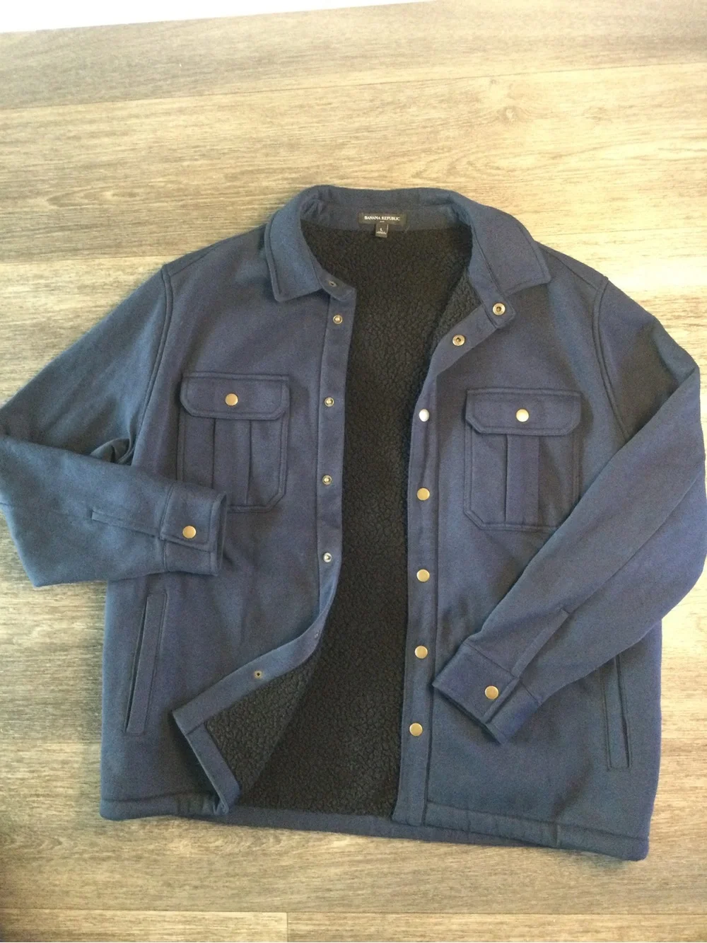 Banana Republic Navy Sherpa-Lined Shirt Jacket